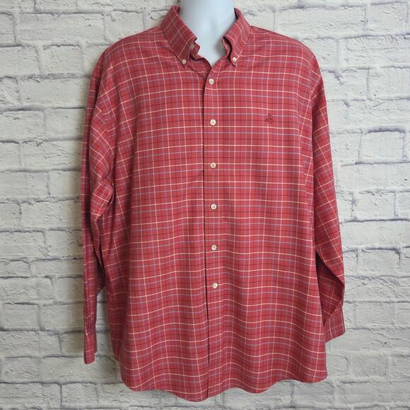 Brooks Brothers Shirt Mens Size XL Non Iron Supima Cotton Red Plaid Button Down - Picture 1 of 11